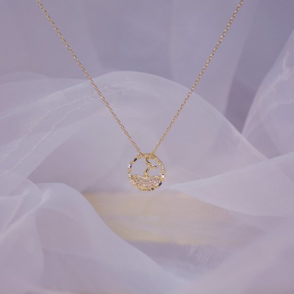 NEW 14K Gold Plated Diamond Mermaid Necklace a - Picture 9 of 11